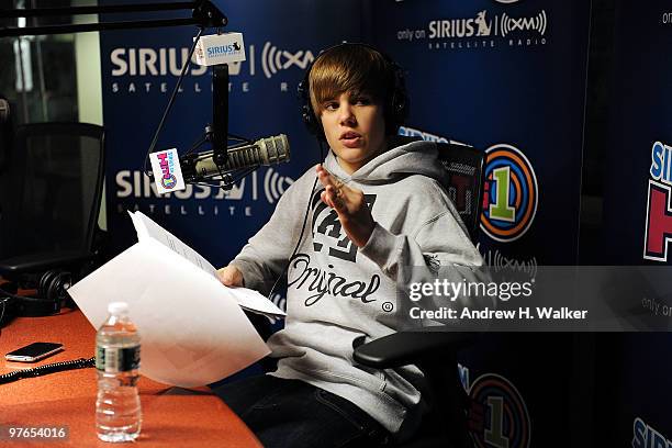 Justin Bieber visits SIRIUS XM Studio on March 11, 2010 in New York, New York.