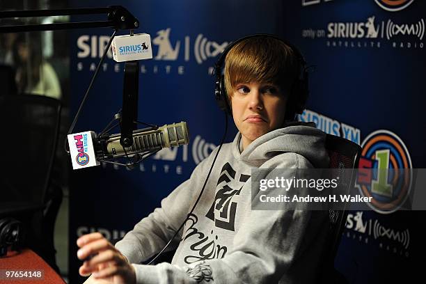 Justin Bieber visits SIRIUS XM Studio on March 11, 2010 in New York, New York.