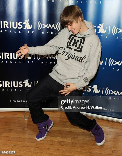 Justin Bieber visits SIRIUS XM Studio on March 11, 2010 in New York, New York.