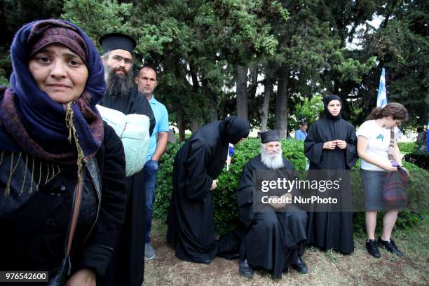 Demonstration against the agreement between Greece and FYROM, outside the Greek Parliament in Athens, Greece on June 16, 2018. The agreement seems to...