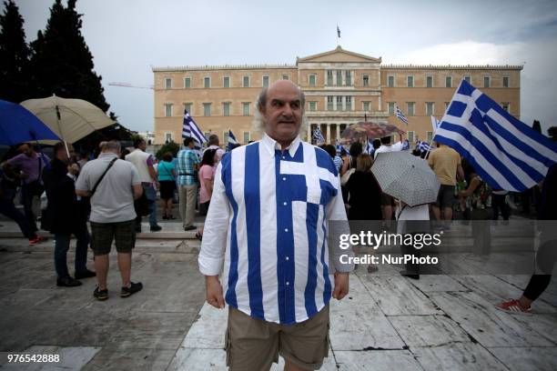 Demonstration against the agreement between Greece and FYROM, outside the Greek Parliament in Athens, Greece on June 16, 2018. The agreement seems to...