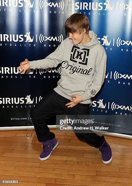 Justin Bieber visits SIRIUS XM Studio on March 11, 2010 in New York, New York.