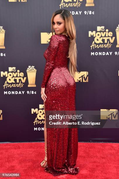 Actor Vanessa Morgan attends the 2018 MTV Movie And TV Awards at Barker Hangar on June 16, 2018 in Santa Monica, California.