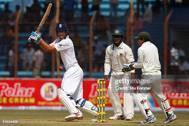 England captain Alastair Cook picks up some runs during day one of the 1st Test match between Bangladesh and England at Jahur Ahmed Chowdhury Stadium...