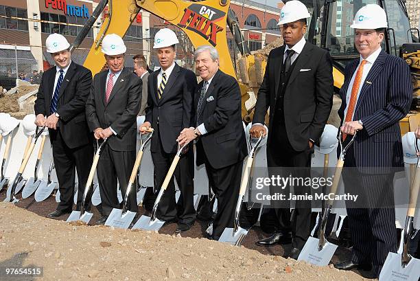 Forest City Ratner Companies Chairman and CEO Bruce Ratner, New York City Mayor Michael Bloomberg, New York State Governer David Paterson, Brooklyn...