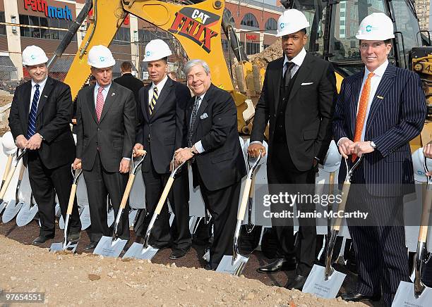 Forest City Ratner Companies Chairman and CEO Bruce Ratner, New York City Mayor Michael Bloomberg, New York State Governer David Paterson, Brooklyn...