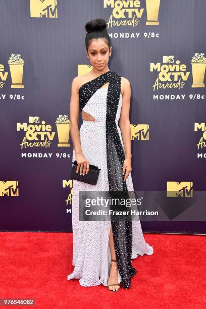 Actor Liza Koshy attends the 2018 MTV Movie And TV Awards at Barker Hangar on June 16, 2018 in Santa Monica, California.