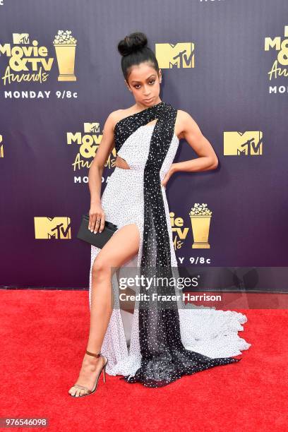 Actor Liza Koshy attends the 2018 MTV Movie And TV Awards at Barker Hangar on June 16, 2018 in Santa Monica, California.