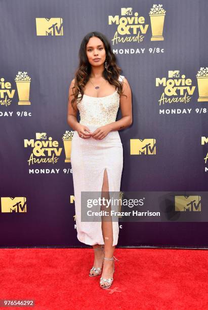 Actor Alisha Boe attends the 2018 MTV Movie And TV Awards at Barker Hangar on June 16, 2018 in Santa Monica, California.