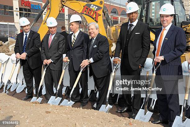 Forest City Ratner Companies Chairman and CEO Bruce Ratner, New York City Mayor Michael Bloomberg, New York State Governer David Paterson, Brooklyn...