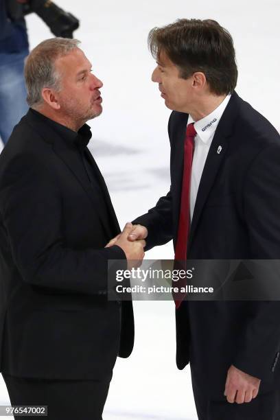 Germany, Nuremberg, Ice Hockey DEL, Nuremberg Ice Tigers vs Eisbaeren Berlin at the Arena Nuernberger Versicherung. Nuernberg's manager Rob Wilson...