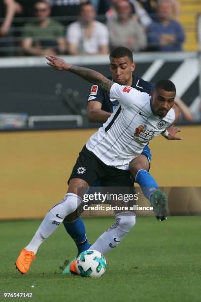 April 2018, Germany, Frankfurt: Soccer, Bundesliga, Eintracht Frankfurt vs 1899 Hoffenheim at the Commerzbank arena. Frankfurt's Kevin Prince Boateng...