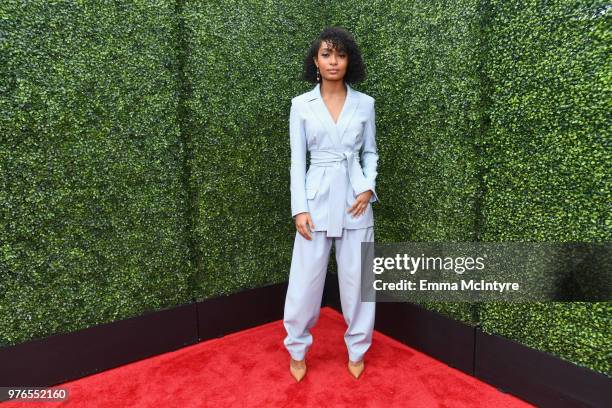 Actor Yara Shahidi attends the 2018 MTV Movie And TV Awards at Barker Hangar on June 16, 2018 in Santa Monica, California.