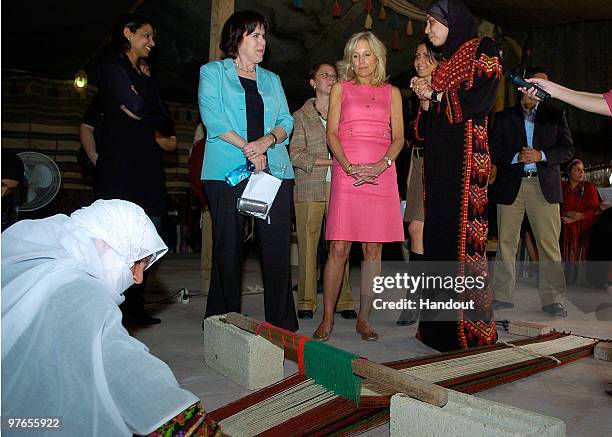In this handout image provided by the U.S. Embassy Tel Aviv U.S. Vice President Joe Biden's wife Dr. Jill Biden visits a Bedouin Women's Craft Center...
