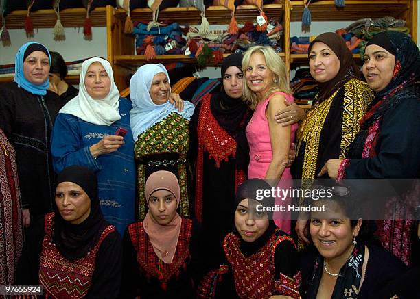 In this handout image provided by the U.S. Embassy Tel Aviv U.S. Vice President Joe Biden's wife Dr. Jill Biden visits a Bedouin Women's Craft Center...