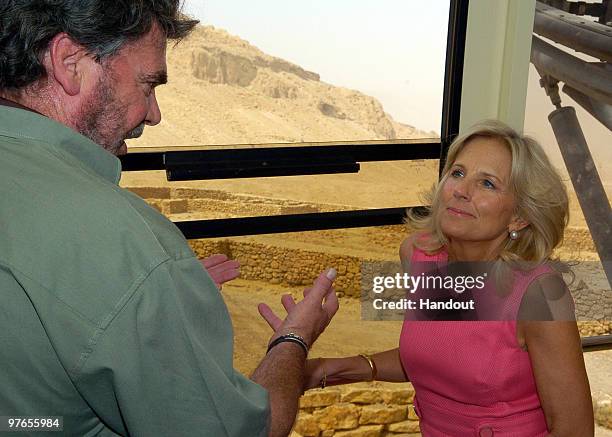 In this handout image provided by the U.S. Embassy Tel Aviv U.S. Vice President Joe Biden's wife Dr. Jill Biden visits Masada on March 11, 2010 in...
