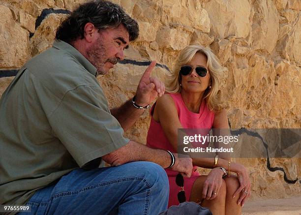 In this handout image provided by the U.S. Embassy Tel Aviv U.S. Vice President Joe Biden's wife Dr. Jill Biden visits Masada on March 11, 2010 in...