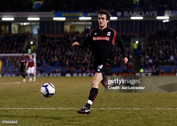 Danny Pugh of Stoke City during the Barclays Premier League match between Burnley and Stoke City at Turfmoor Ground on March 10, 2010 in Burnley,...