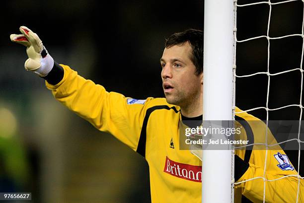 Stoke City goalkeeper Thomas Sorensen during the Barclays Premier League match between Burnley and Stoke City at Turfmoor Ground on March 10, 2010 in...