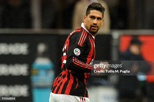 Marco Borriello of Milan looks on during the Serie A match between Milan and Atalanta at Stadio Giuseppe Meazza on February 28, 2010 in Milan, Italy.