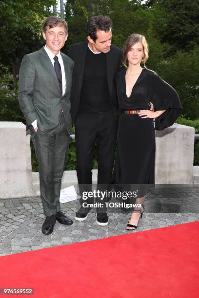 Volker Buch, Tom Tykwer and Liv Lisa Fries attend the Bayerischer Fernsehpreis at Prinzregententheater on May 18, 2018 in Munich, Germany.