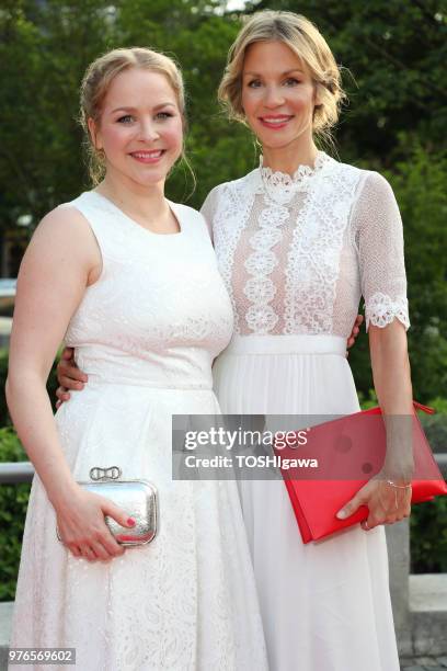 Jasmin Schwiers and Lisa Loch attend the Bayerischer Fernsehpreis at Prinzregententheater on May 18, 2018 in Munich, Germany.