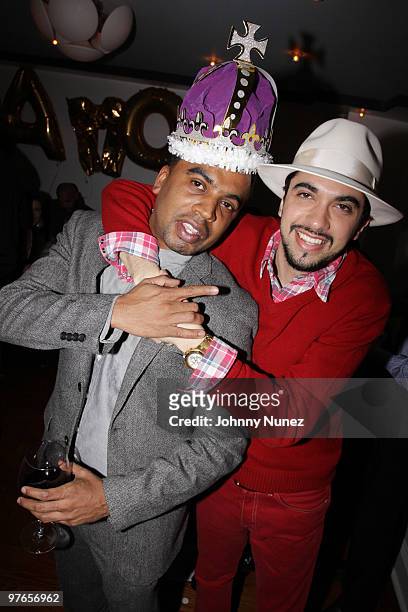Damon DeGraff and DJ Cassidy attend Damon DeGraff's surprise birthday dinner at Marcony on March 11, 2010 in New York City.