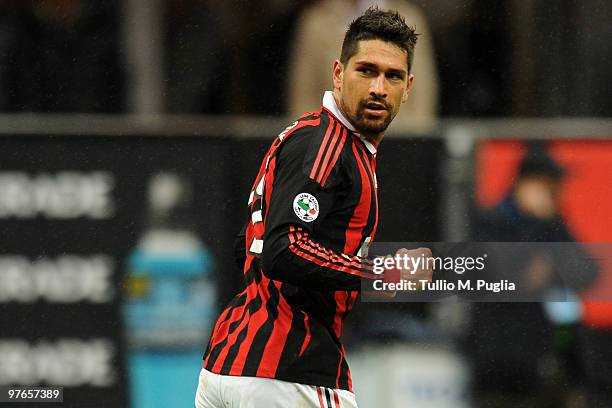Marco Borriello of Milan looks on during the Serie A match between Milan and Atalanta at Stadio Giuseppe Meazza on February 28, 2010 in Milan, Italy.