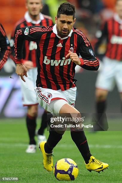 Marco Borriello of Milan in action during the Serie A match between Milan and Atalanta at Stadio Giuseppe Meazza on February 28, 2010 in Milan, Italy.
