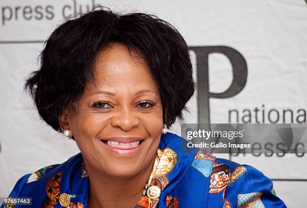 Gauteng Premier Nomvula Mokonyane attends a press conference regarding the service delivery protests that have swept the nation, March 11, 2010 in...