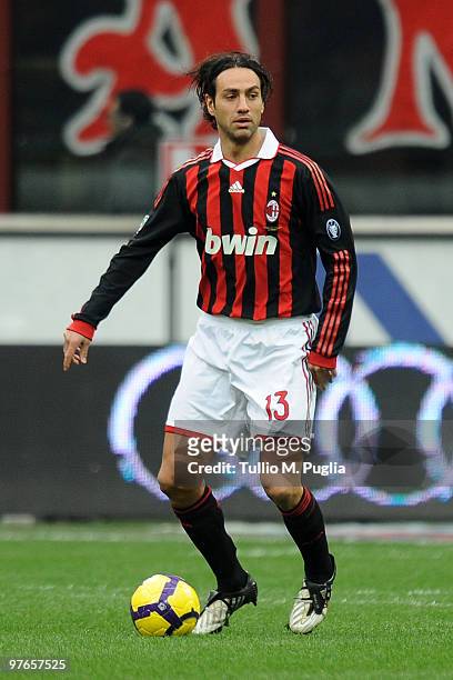 Alessandro Nesta of Milan in action during the Serie A match between Milan and Atalanta at Stadio Giuseppe Meazza on February 28, 2010 in Milan,...