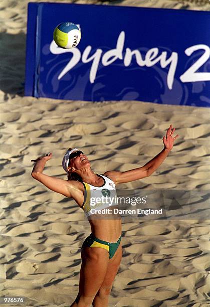 Kerry Pottharst of Australia in action during the Women's Beach Volleyball match between held at the Beach Volleyball Centre, Bondi Beach, during the...