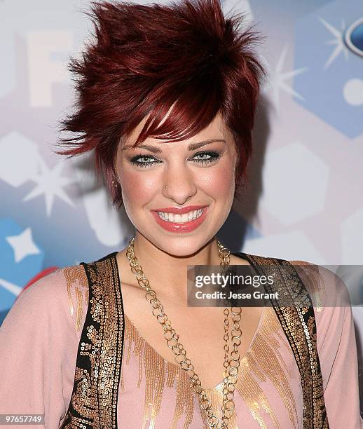 Contestant Lacey Brown arrives at Fox's Meet The Top 12 'American Idol' Finalists at Industry on March 11, 2010 in Los Angeles, California.