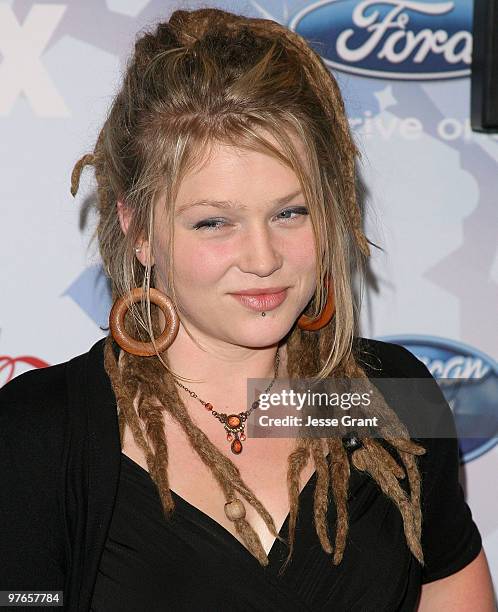 Contestant Crystal Bowersox arrives at Fox's Meet The Top 12 'American Idol' Finalists at Industry on March 11, 2010 in Los Angeles, California.