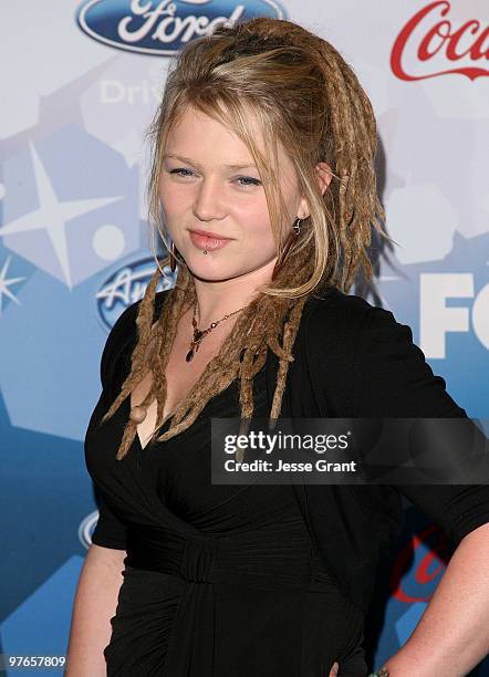Contestant Crystal Bowersox arrives at Fox's Meet The Top 12 'American Idol' Finalists at Industry on March 11, 2010 in Los Angeles, California.