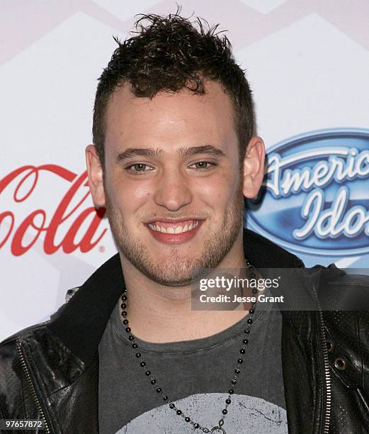 Former contestant Matt Giraud arrives at Fox's Meet The Top 12 'American Idol' Finalists at Industry on March 11, 2010 in Los Angeles, California.