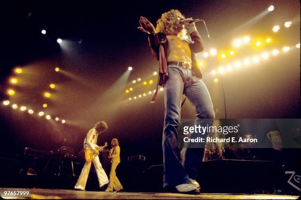 Led Zeppelin perform live on stage at Madison Square Garden, New York on June 07 1977 L-R Jimmy Page, John Paul Jones, Robert Plant, John Bonham