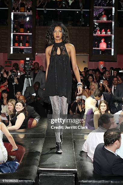 Model wearing Sachika walks in the 9th Annual Minds Matter of New York City Spring Soiree at M2 Ultra Lounge on March 11, 2010 in New York City.