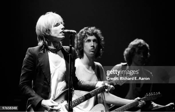 Tom Petty and the Heartbreakers perform live at The Palladium in New York on November 11 1979 L-R Tom Petty, Mike Campbell, Ron Blair