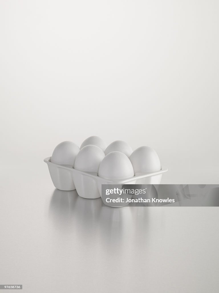 White egg holder against white background