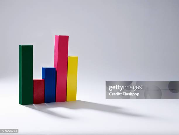 multi-colored bar graph - bar graph stockfoto's en -beelden