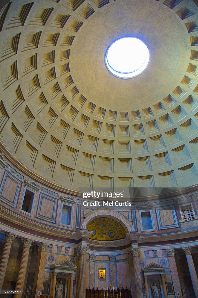 Ceiling of the Pantheon in Rome, Italy.