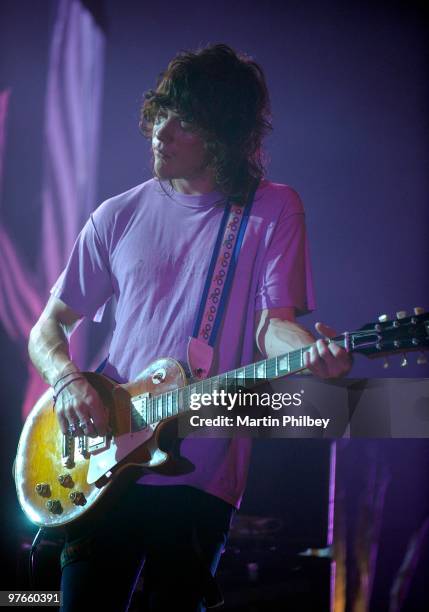 Andrew VanWyngarden of MGMT performs on stage at the Festival Hall on 11th December 2008 in Melbourne, Australia.