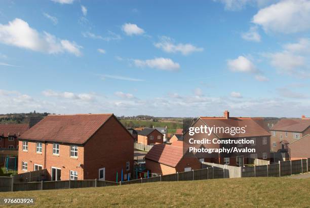 Modern housing estate in the countryside, Hadleigh, Suffolk, UK.