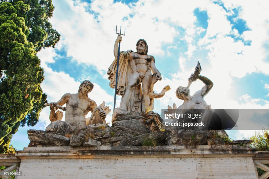 The Fountain of Neptune at Popolo Square in Rome, Italy