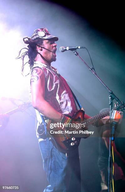 Michael Franti performs on stage at the Festival Hall on 8th August 2003 in Melbourne, Australia.