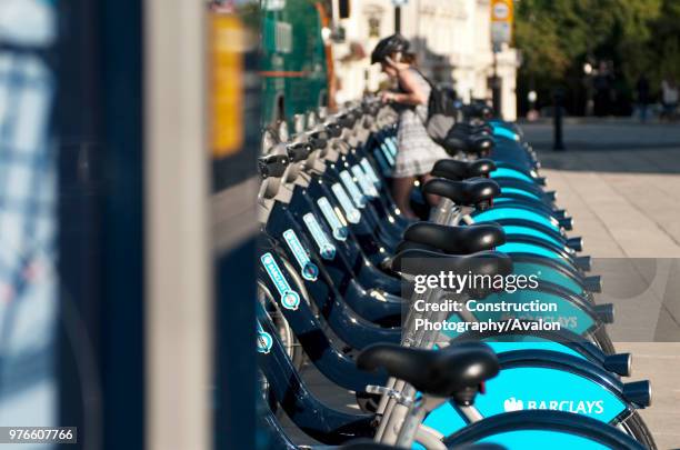 Barclays sponsored cycle hire scheme, a public bicycle sharing scheme set up to promote cycling in London, UK.