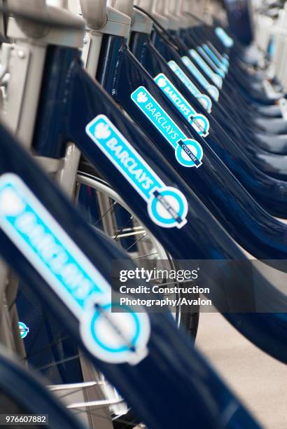 Barclays sponsored cycle hire scheme, a public bicycle sharing scheme set up to promote cycling in London, UK.