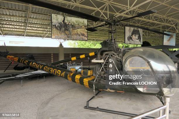 Hélicoptère au musée de la guerre victorieuse à Pyongyang, en Corée du Nord, le 11 juin 2018.