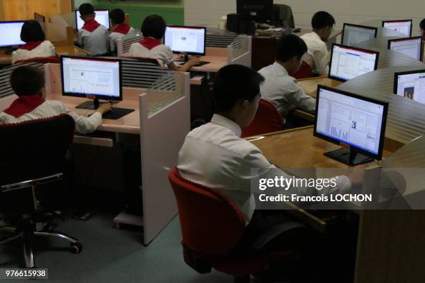 La salle de cours d'informatique dans le Palais des enfants à Pyongyang, en Corée du Nord, le 12 juin 2018.